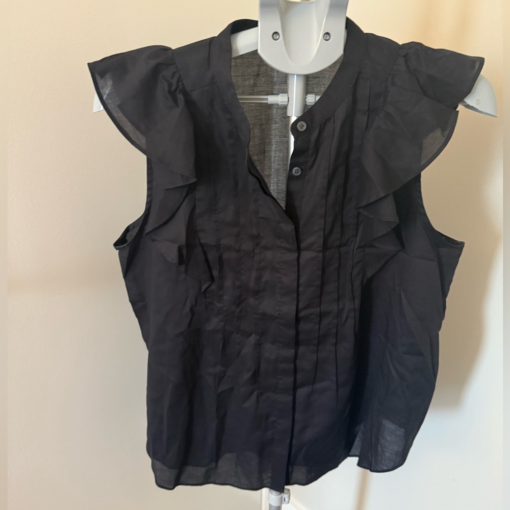 Ann Taylor Black Ruffled Blouse- NWOT